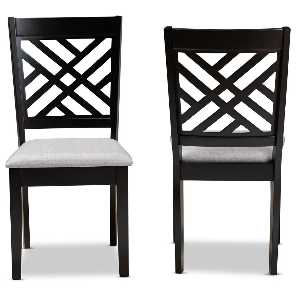 Baxton Studio Caron Side Chair with Grey Cushion in Espresso Brown (Set of 2), , large