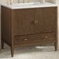 James Martin Vanities Myrrin 36" Vanity in Mid-Century Walnut with 3 cm Arctic Fall Solid Surface Top, , large