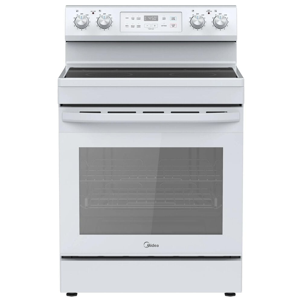 Midea 6.3 Cu. Ft. 4-Element Freestanding Electric Range with Steam Cleaning in White, , large