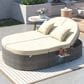 HOMLUX 2-Person Outdoor Daybed with Adjustable Backrests and Foldable Cup Trays in Beige, , large
