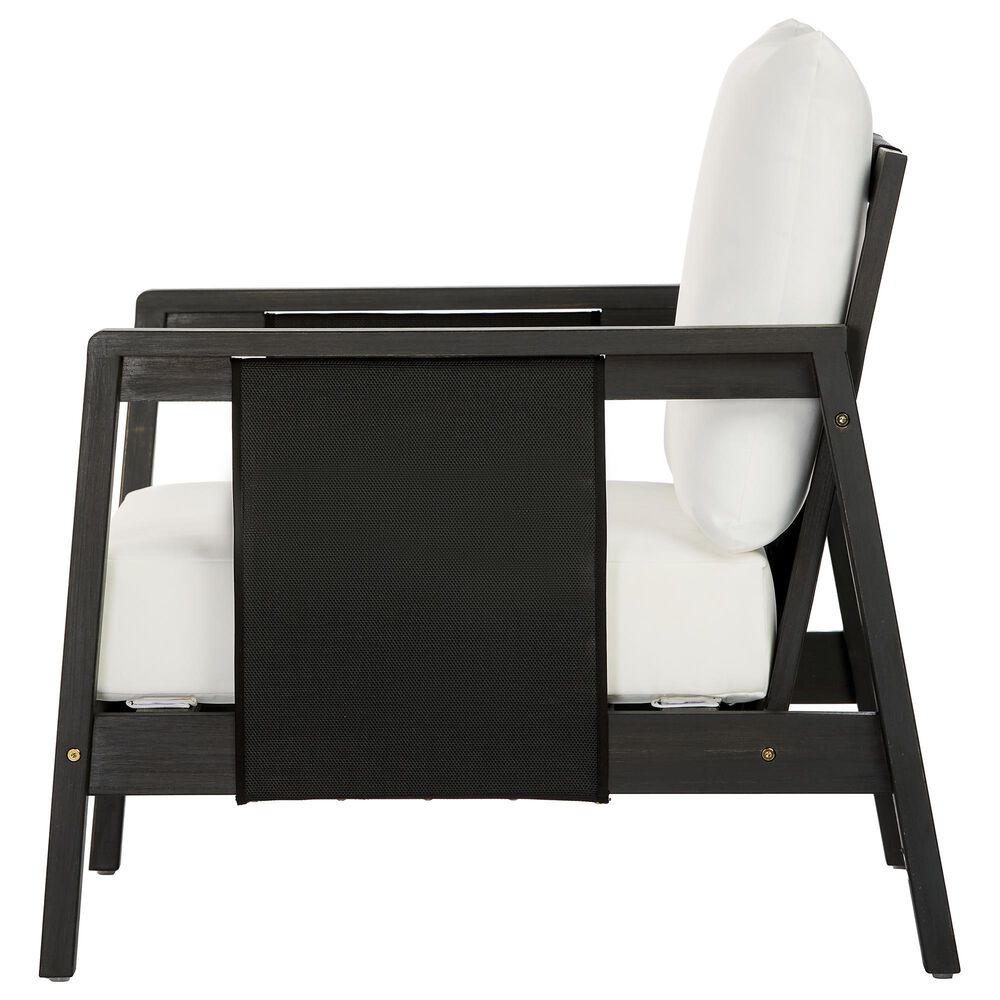HOMLUX Outdoor Club Chair with Black Textilene Accents in White, , large