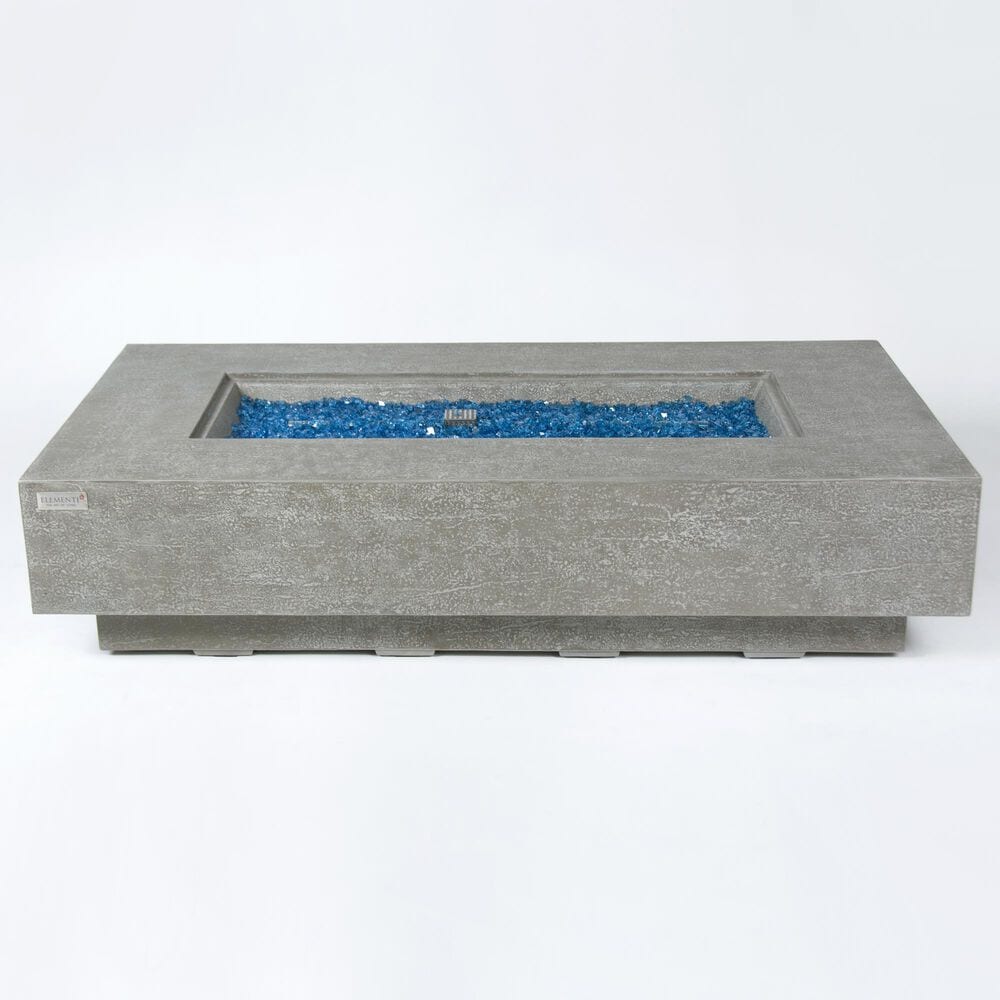 Elementi Fire Riviera Rectangular Propane Fire Pit Table in Light Gray, , large