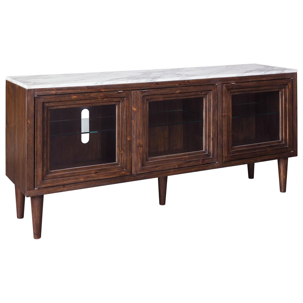 Signature Design by Ashley Graybourne Accent Cabinet in Brown with Faux White Marble Top, , large
