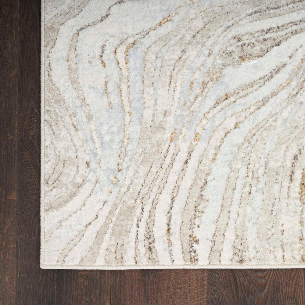 Nourison Glitz GLZ22 Grey and Gold 9&#39; x 12&#39; Area Rug, , large