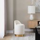 Lumisource Marla Vanity Stool with Cream Upholstered in Gold, , large