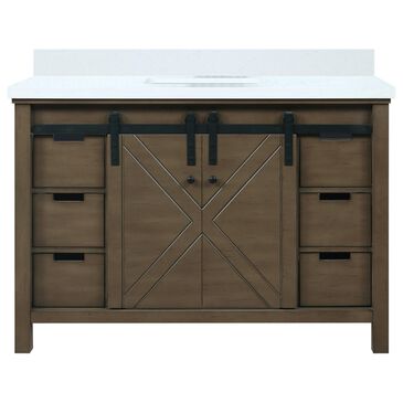 Lexora Home Marsyas 48" Single Bathroom Vanity in Rustic Brown with White Quartz Top and Rectangular Sink, , large