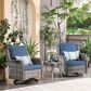 HOMLUX 3-Piece Patio Conversation Set with Curved-Arm Swivel Rocking Chairs and Light Gray Wicker in Denim Blue, , large