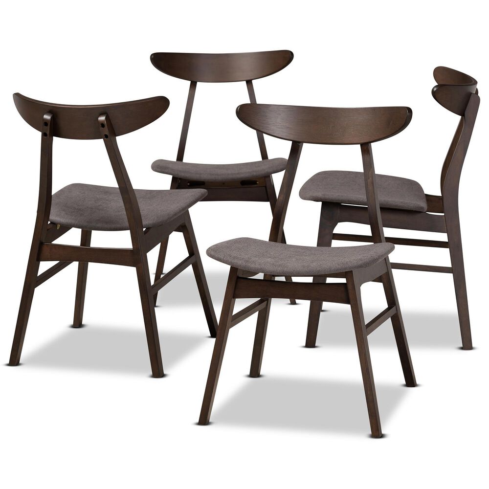 Baxton Studio Britte Side Chair with Dark Grey Cushion in Dark Oak Brown (Set of 4), , large