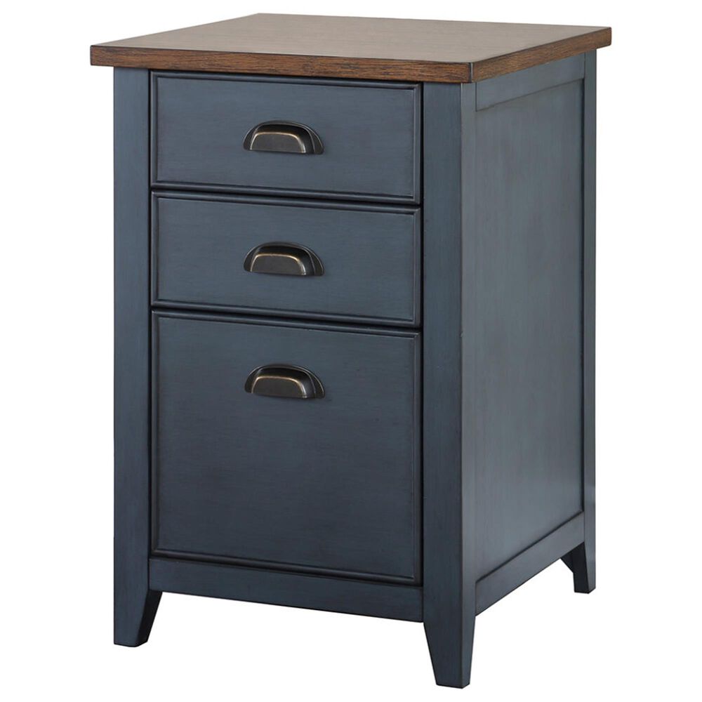 Wycliff Bay Fairmont 3-Piece Half Pedestal Desk with Bookcase and File Cabinet Set in Dusty Blue and Natural, , large
