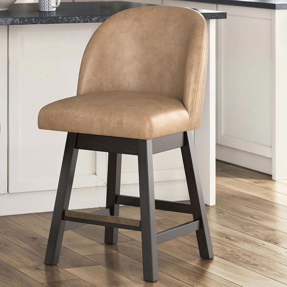 Ashley Neymorton 24.13" Swivel Counter Stool in Dark Grayish Brown, , large