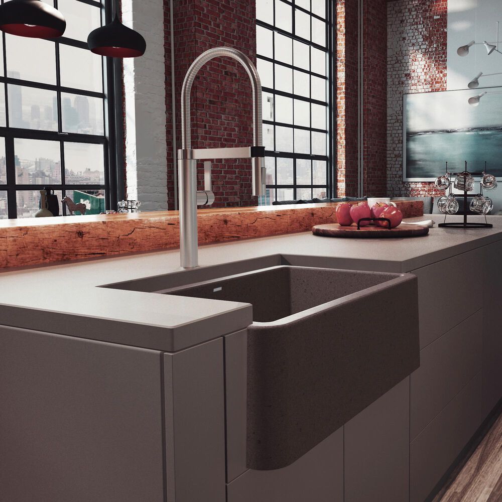 Blanco Ikon 30&quot; Apron Single Bowl Farmhouse Sink in Cafe, , large