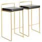 Lumisource Fuji Stackable Barstool with Black Faux Leather in Gold (Set of 2), , large