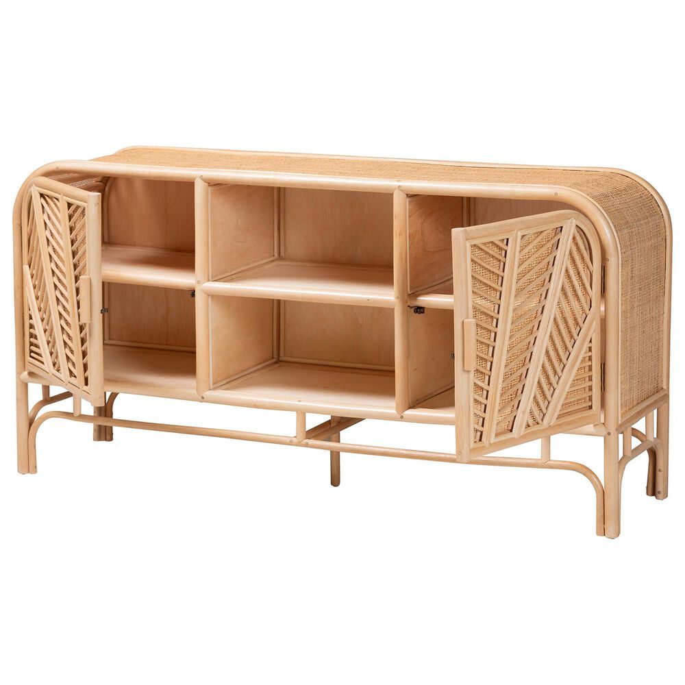 Baxton Studio Carabella 2-Door Rattan Storage Cabinet in Natural, , large