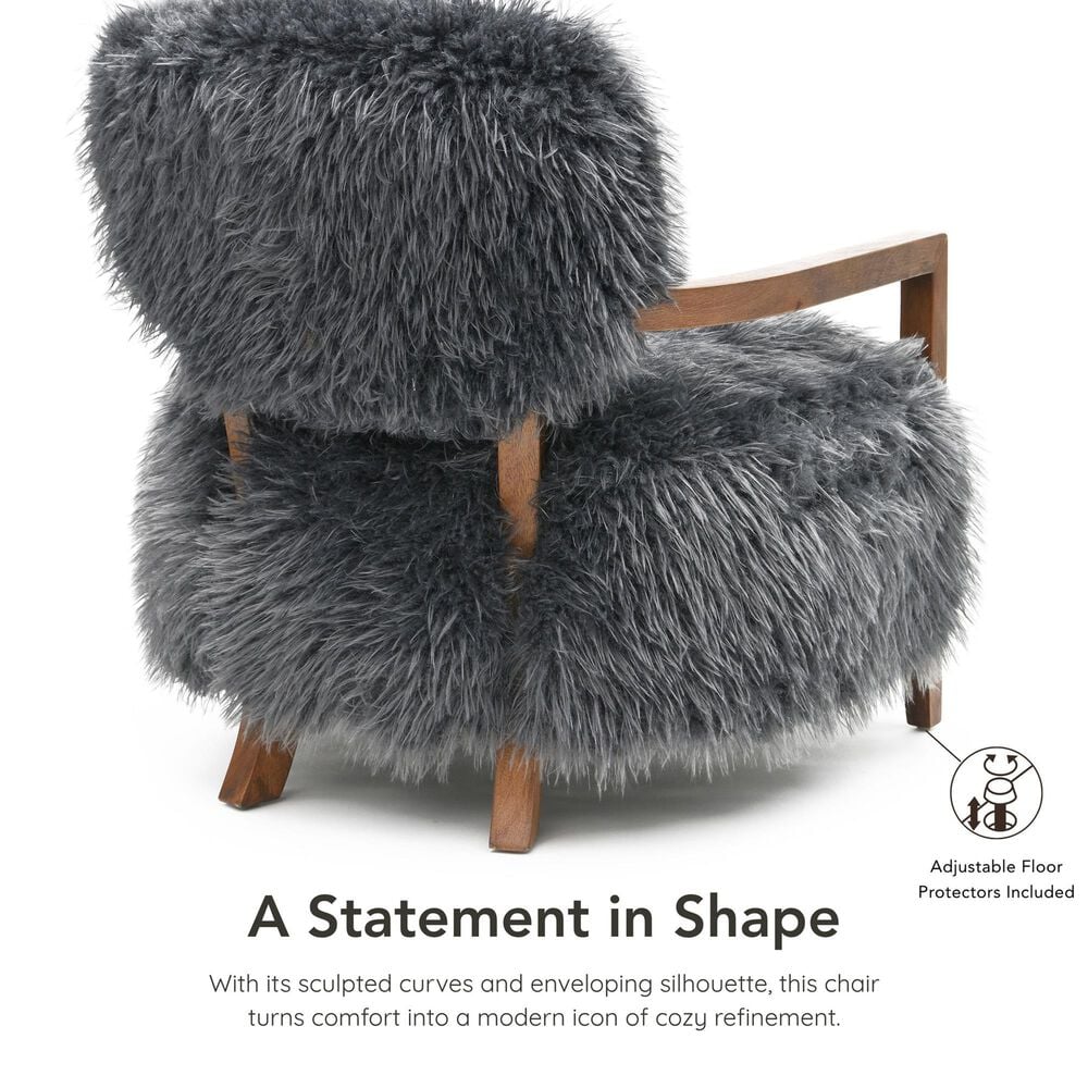 Furniture of America Lumir Long-Haired Accent Chair in Charcoal Gray, , large