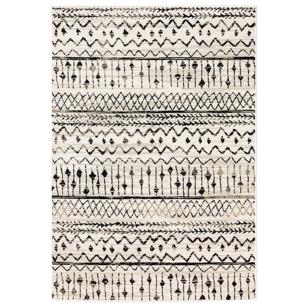 Oriental Weavers Georgia Tribal 8826E 7"10" x 10"10" Ivory and Black Area Rug, , large
