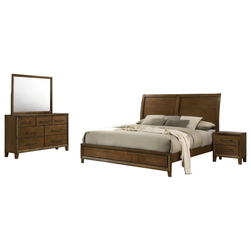 New Heritage Ballard 4 Piece Wood California King Panel Bedroom Set in Walnut, , large