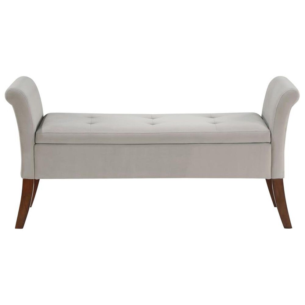 Pacific Landing Farrah Upholstered Rolled Arms Storage Bench Beige and Brown, , large