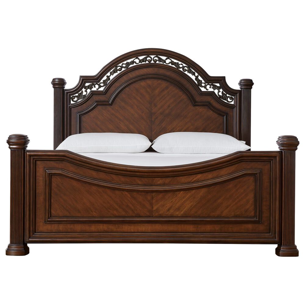 Ashley Lavinton California King Poster Bed in Cherry Brown, , large