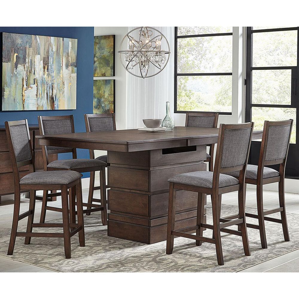 A-America Chesney 7-Piece Counter Height Dining Set in Falcon Brown, , large