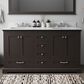 Lexora Home Dukes 60" Double Bathroom Vanity in Espresso with 2 cm White Carrara Marble Top and Rectangular Sinks, , large