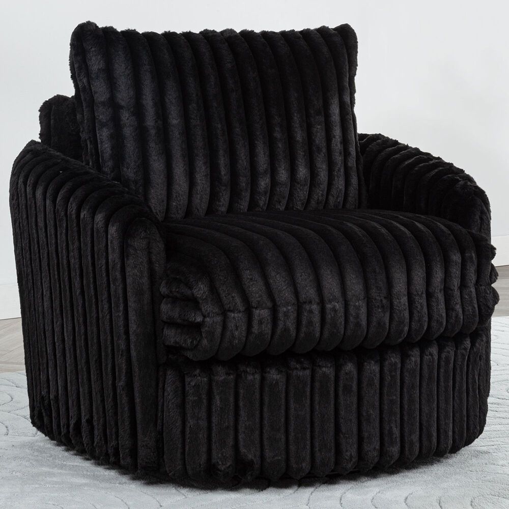 Coaster Sarco Swivel Accent Arm Chair in Black, , large