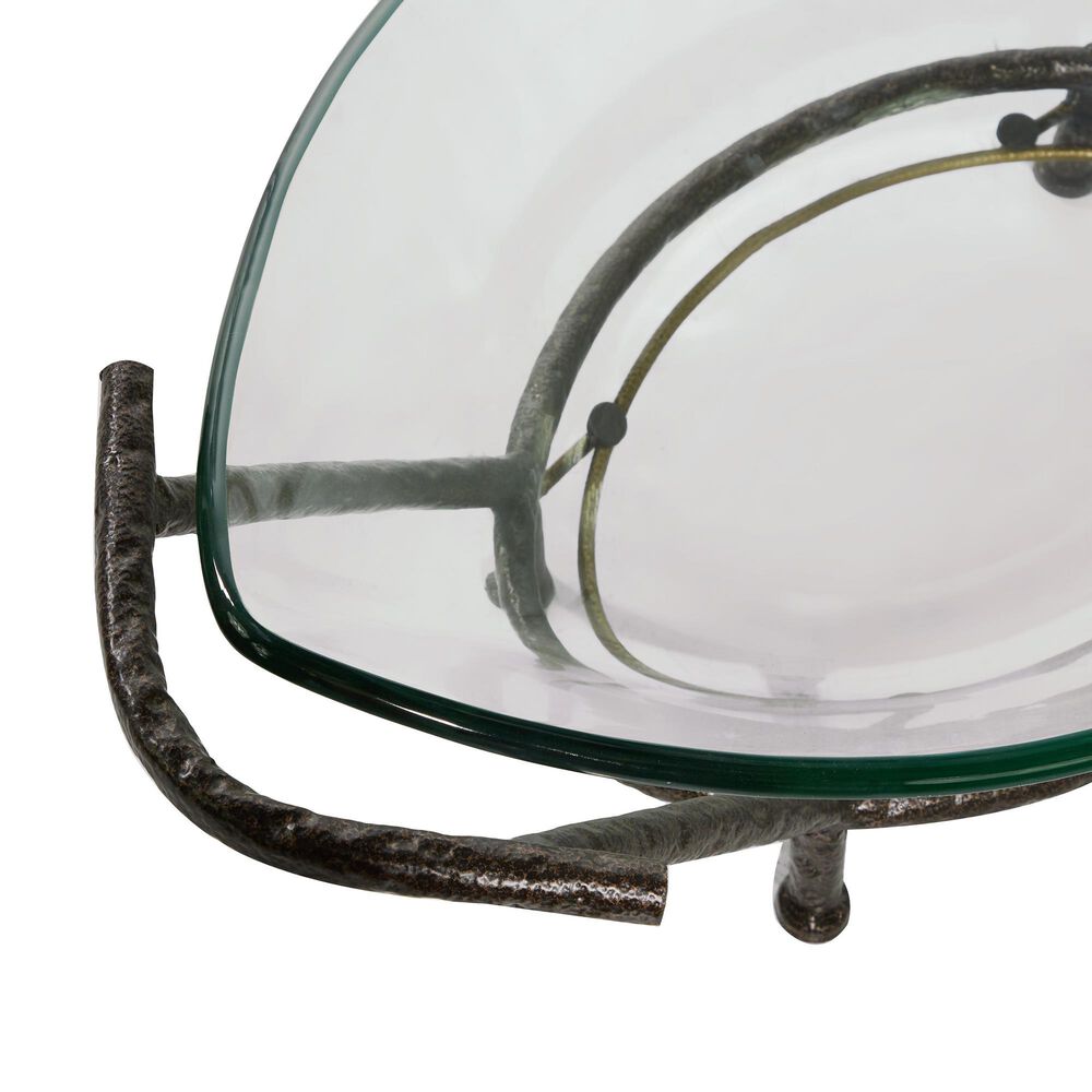 Maple and Jade 26" Serving Bowl with Metal Base in Brown and Clear, , large