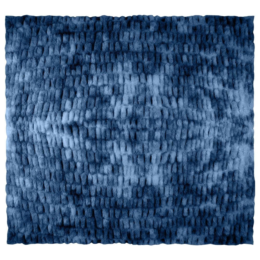 Timberlake 60" x 80" Ruched Faux Fur Throw Blanket in Blue, , large