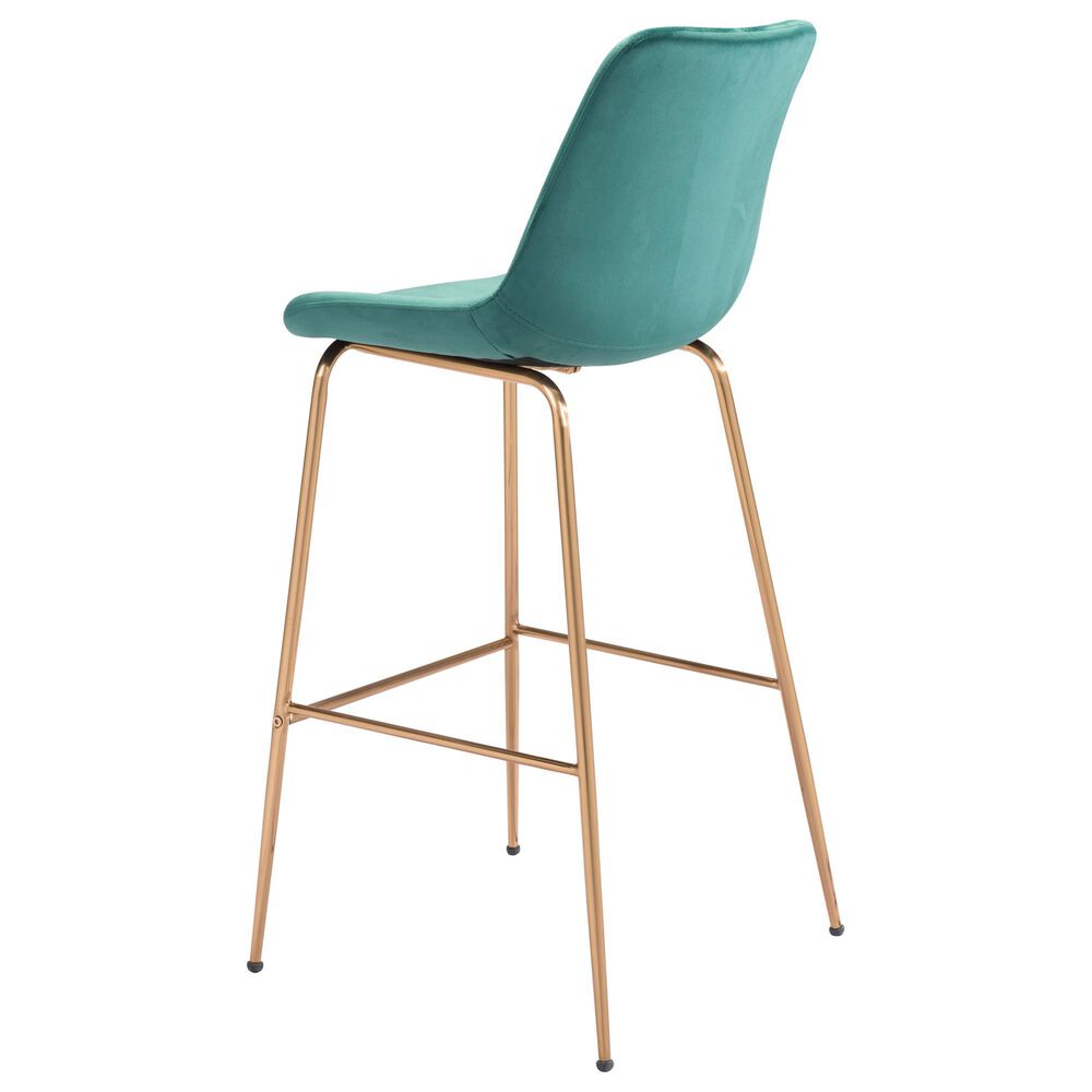 Zuo Modern Tony Bar Stool in Green and Gold, , large
