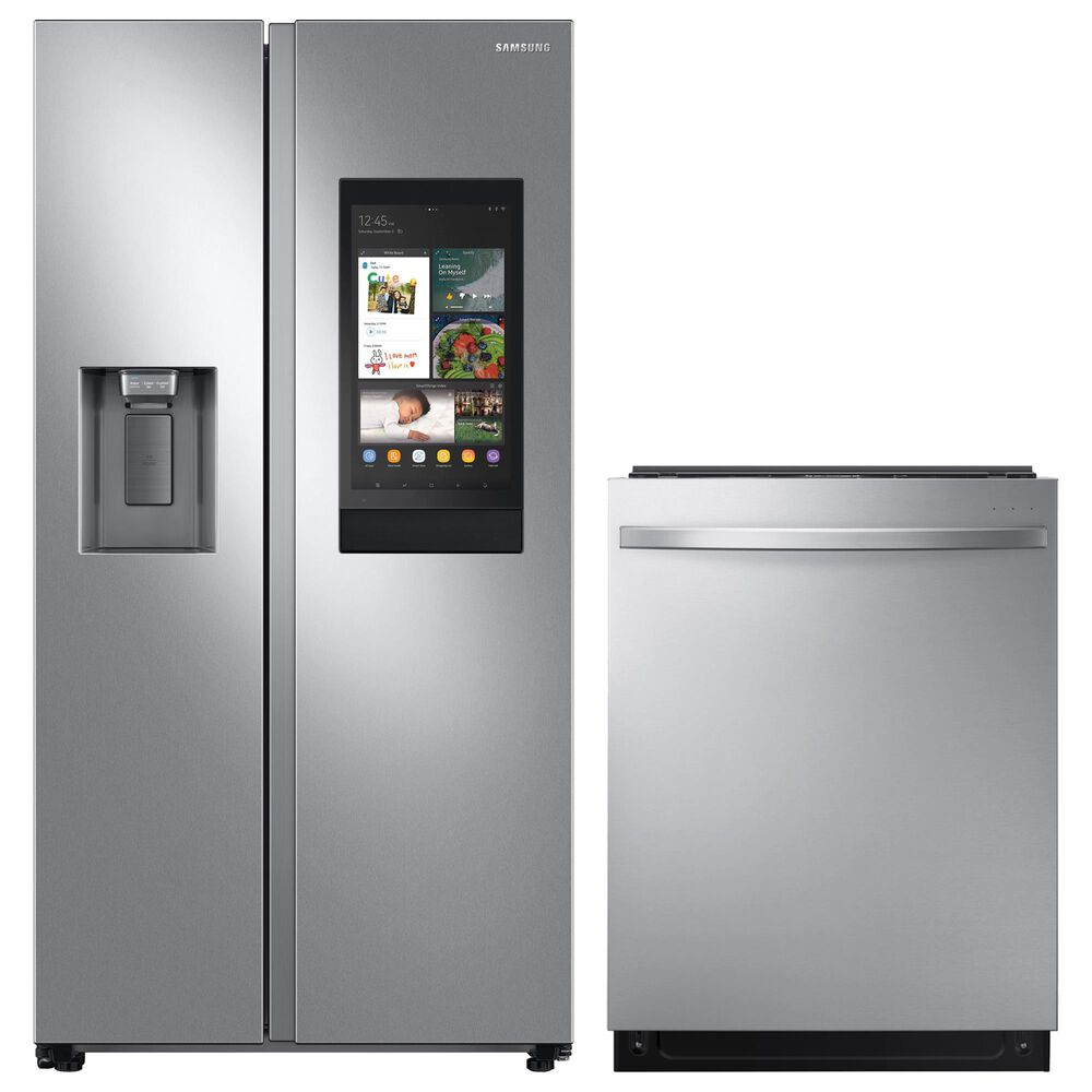 Samsung 2-Piece Kitchen Package with 22 Cu. Ft. Side-By-Side Refrigerator in Stainless Steel, , large