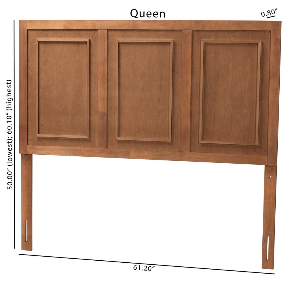 Baxton Studio Giordano Queen Panel Headboard in Ash Walnut, , large