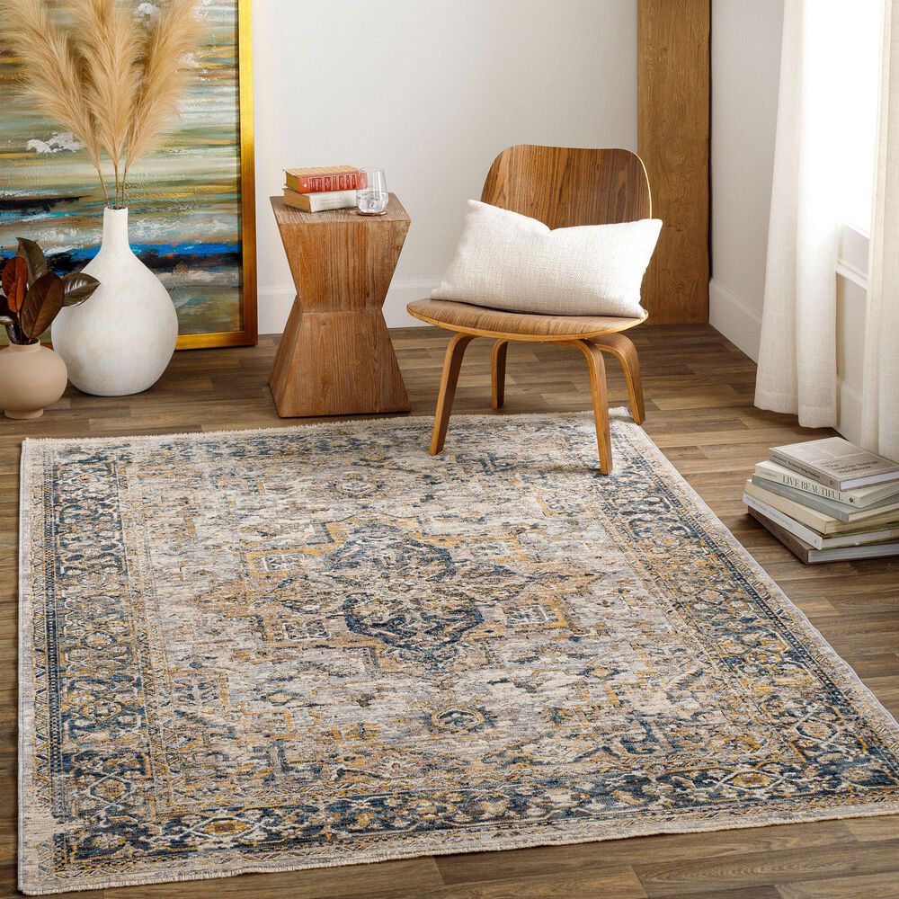 Surya Aspendos APS-2321 5&#39; x 7&#39;5&quot; Teal, Mustard, Black, Medium Gray, Charcoal and Light Beige Area Rug, , large