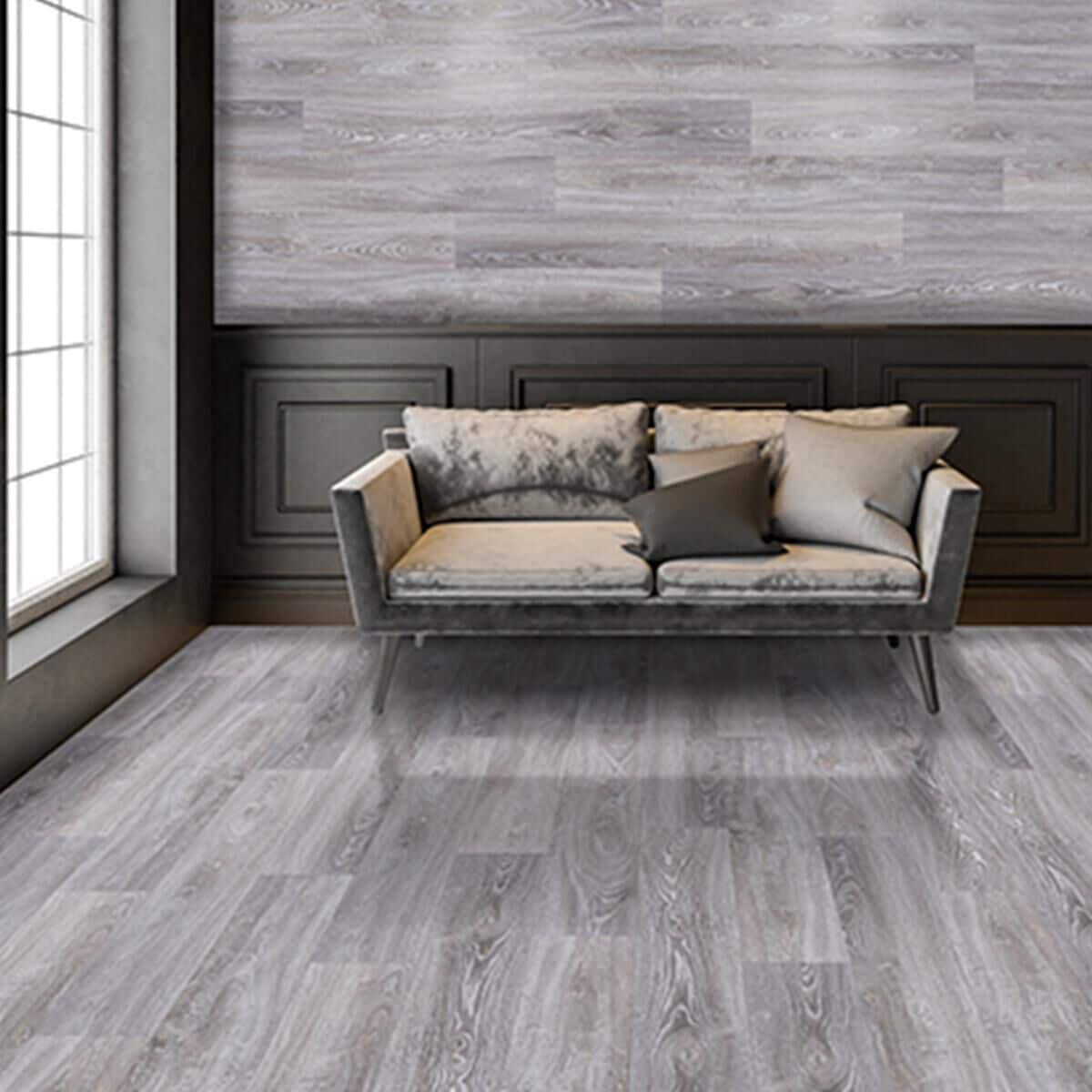 Grey vinyl plank shop flooring