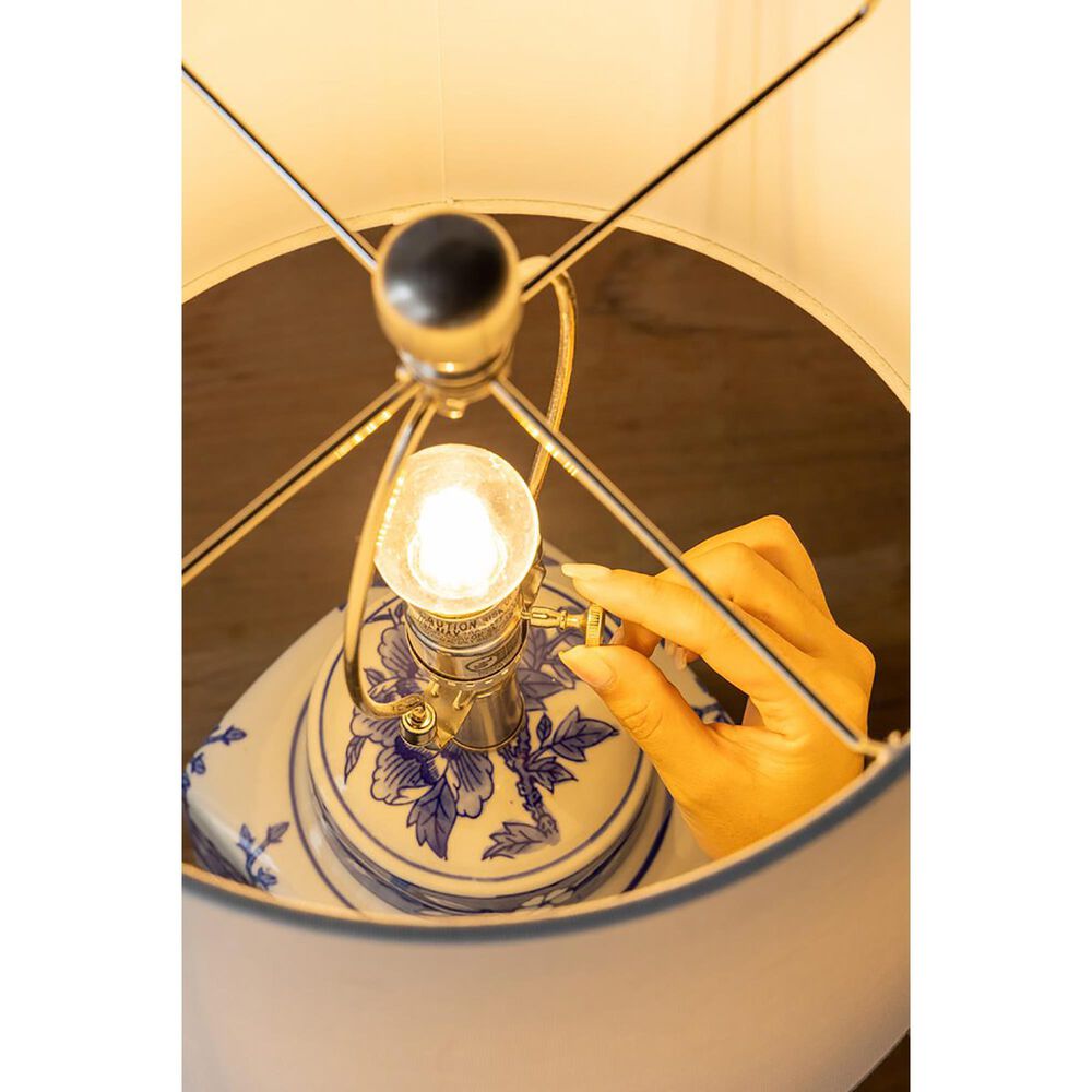 A&amp;B Home Flower Bird Table Lamp in Blue and White, , large