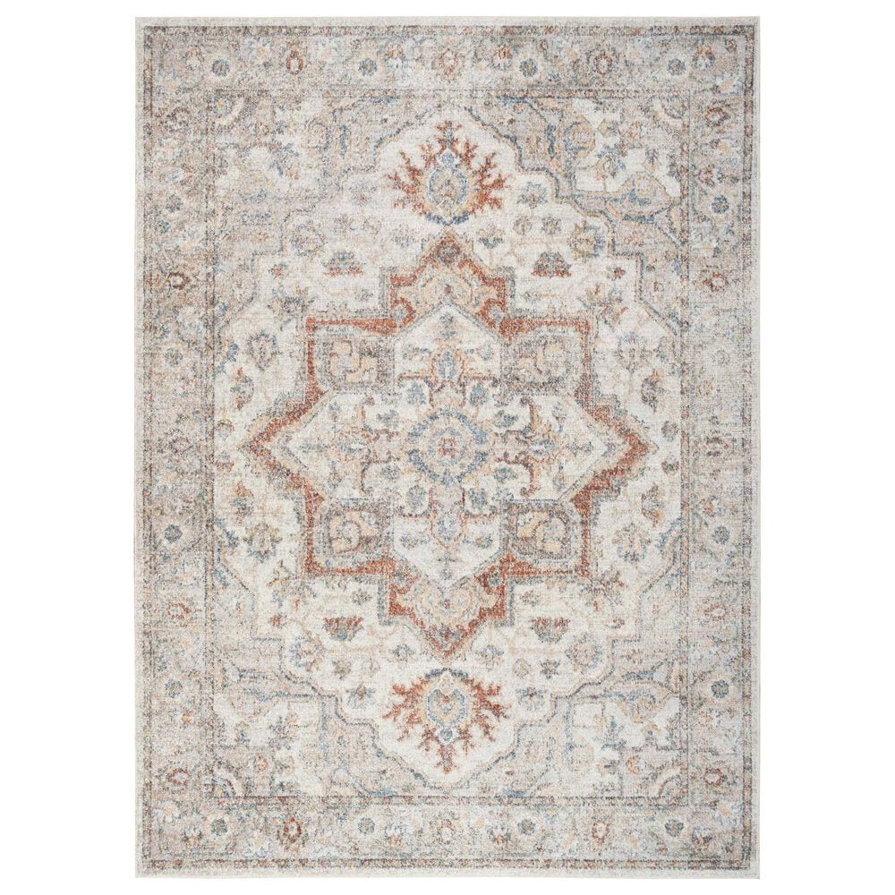 Nourison Astra Machine Washable ASW12 2"2" x 4" Grey and Multicolor Area Rug, , large