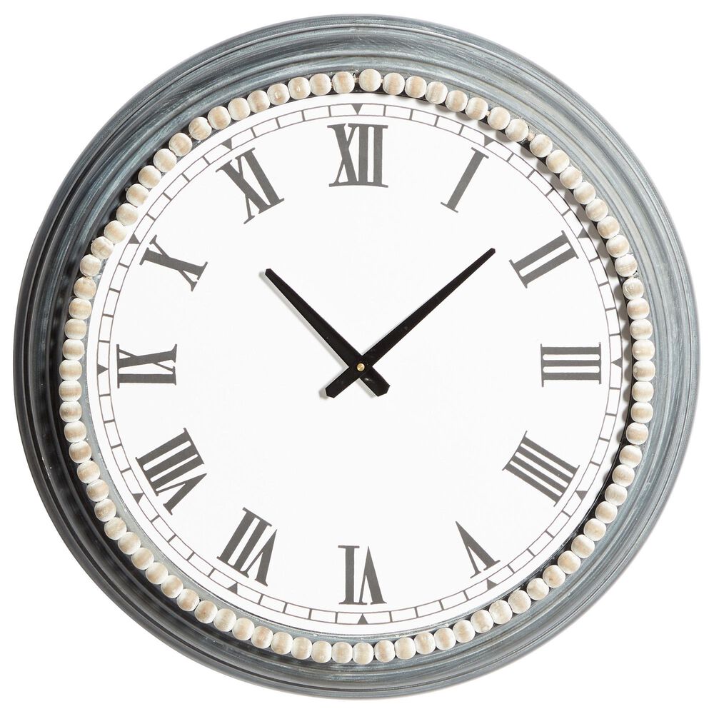 Maple and Jade 23&quot; x 23&quot; Wall Clock in White and Blue, , large