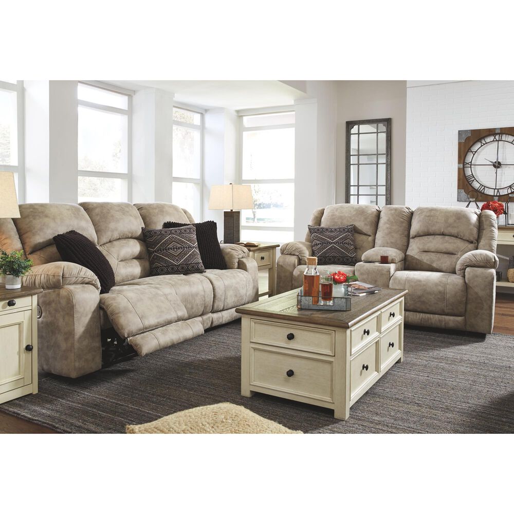 Ashley Bolanburg Chairside Table with USB in Weathered Oak and Antique White, , large