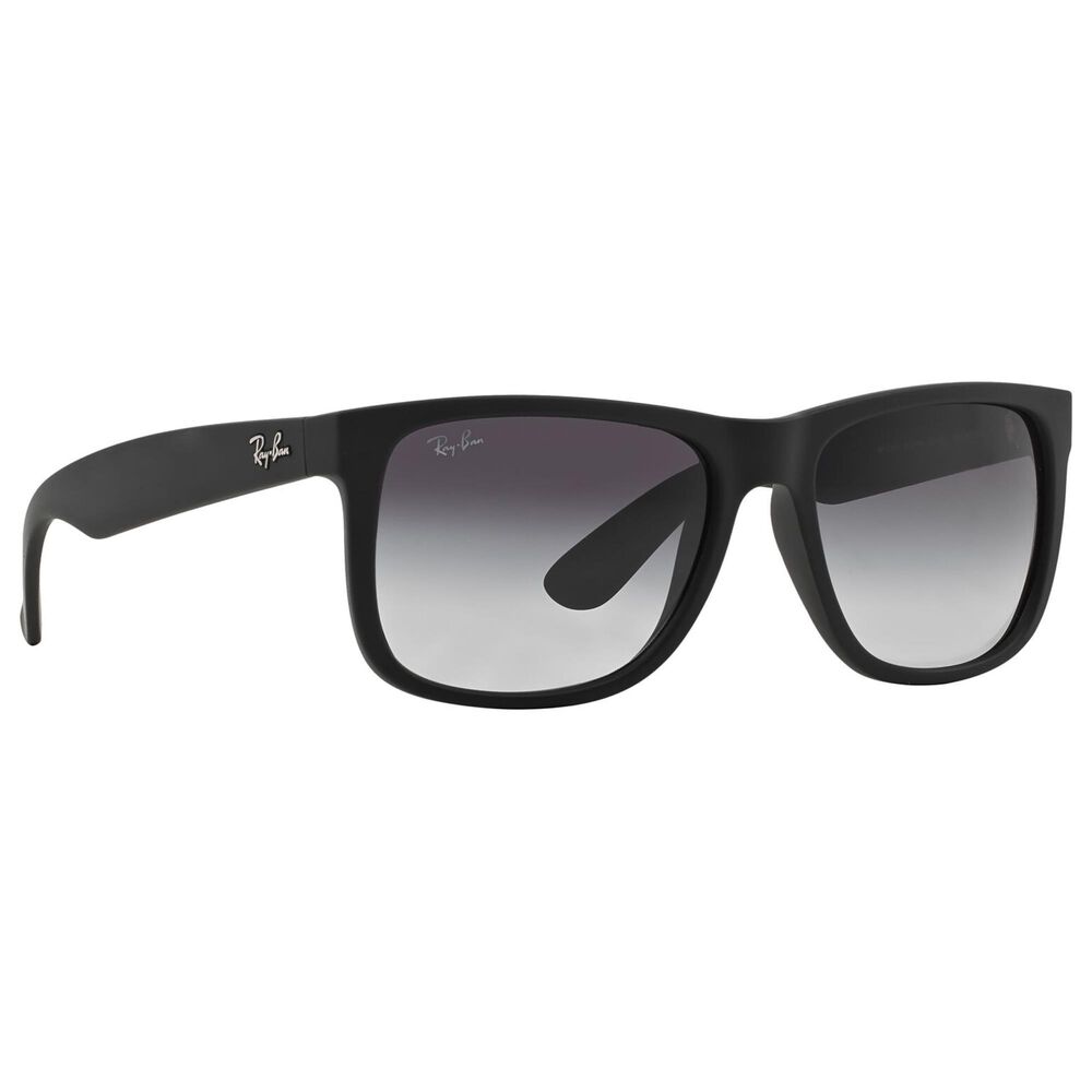 Rayban Glasses Justin Classic Sunglasses with Dark Grey Lenses in Matte Rubber Black, , large