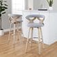 LumiSource Gardenia Swivel Fixed-Height Bar Stool with Cream Faux Leather Upholstery in Chrome and Walnut (Set of 2), , large