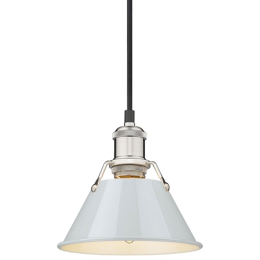 Golden Lighting Orwell 1-Light Small Pendant with Dusky Blue Shade in Pewter, , large