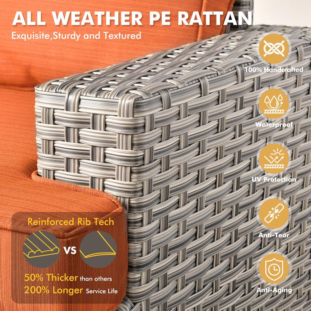 HOMLUX 9-Piece Modular Patio Conversation Set in Orange, , large