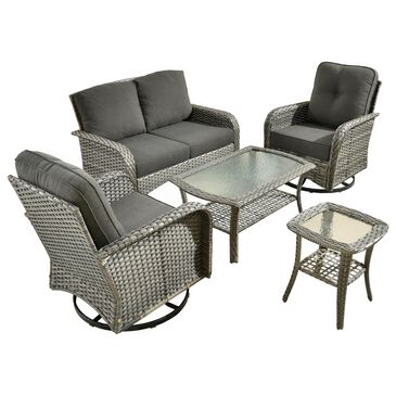 HOMLUX 6-Piece Patio Conversation  Set in Black, , large