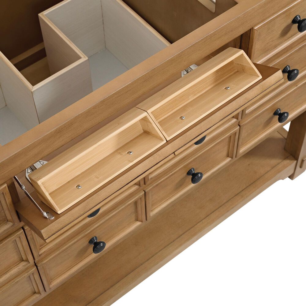 James Martin Vanities Malibu 48&quot; Single Bathroom Vanity in Amber Birch with Single Hole 3 cm White Zeus Quartz Top and Rectangular Sink, , large
