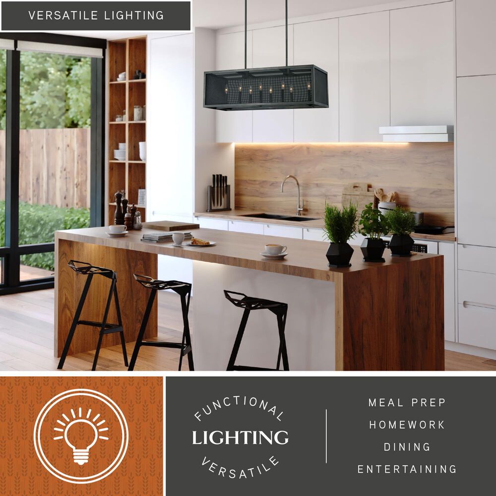 Vaxcel Wicker Park 8-Light Linear Chandelier in Warm Pewter, , large