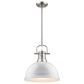 Golden Lighting Duncan 1-Light Pendant with Rod and White Shade in Pewter, , large