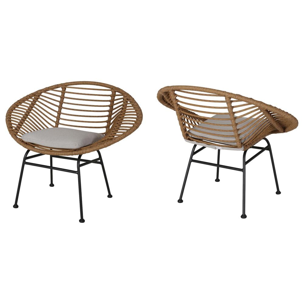 Hearth and Haven Engle Outdoor Armless Chair with Cushions in Beige (Set of 2), , large
