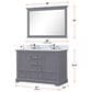 Lexora Home Dukes 48" Double Bathroom Vanity in Dark Grey with 2 cm White Carrara Marble Top and Rectangular Sinks, , large