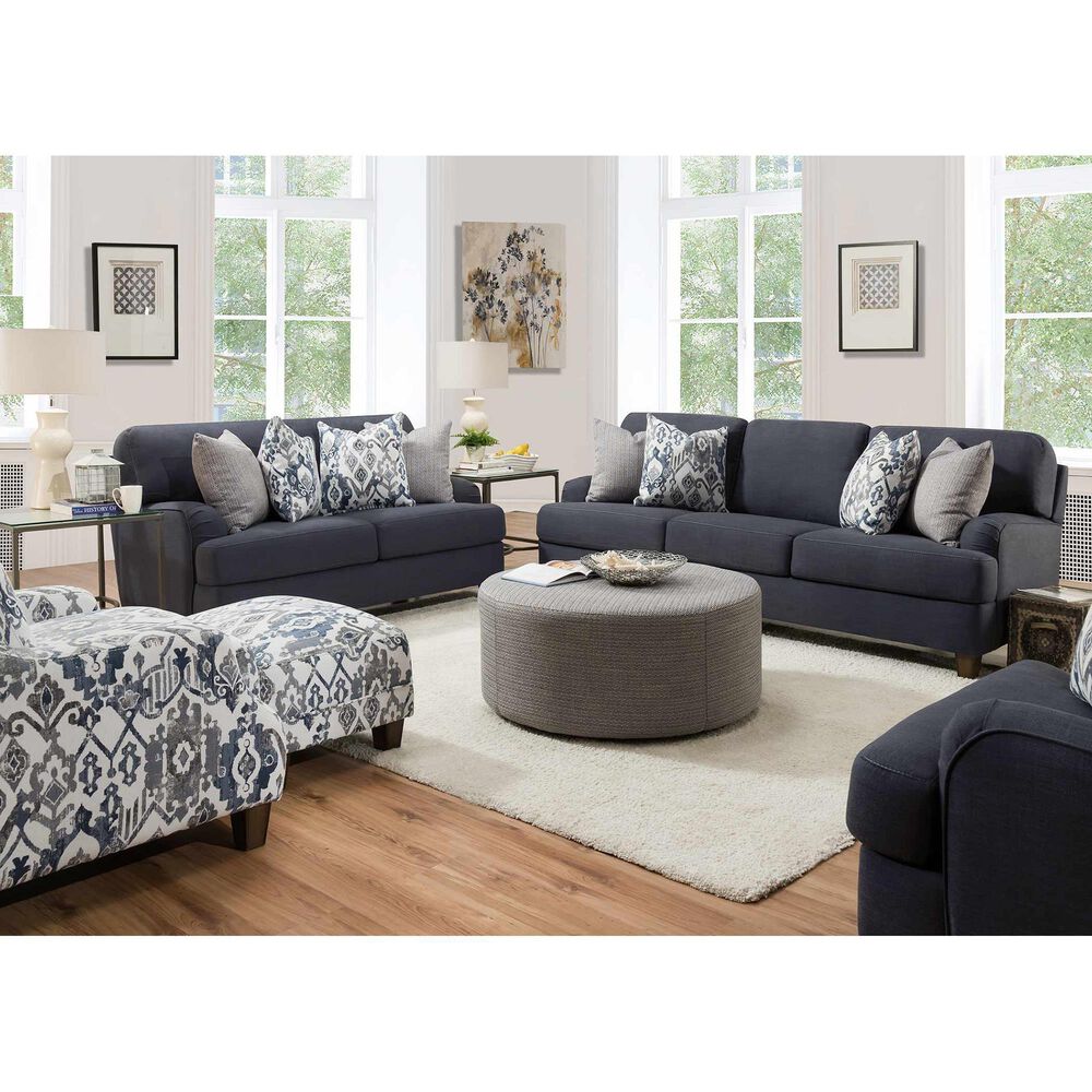 Moore Furniture Landry Stationary Sofa in Lillie Indigo, , large