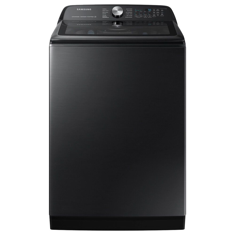 Samsung 5.2 Cu. Ft. Smart Top Load Impeller Washer and 7.4 Cu. Ft. Electric Dryer in Brushed Black, , large