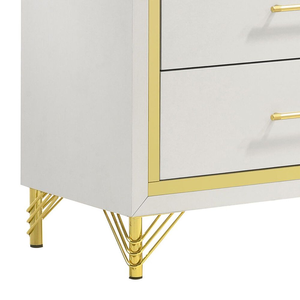Pacific Landing Lucia 6-Drawer Dresser in White and Gold, , large