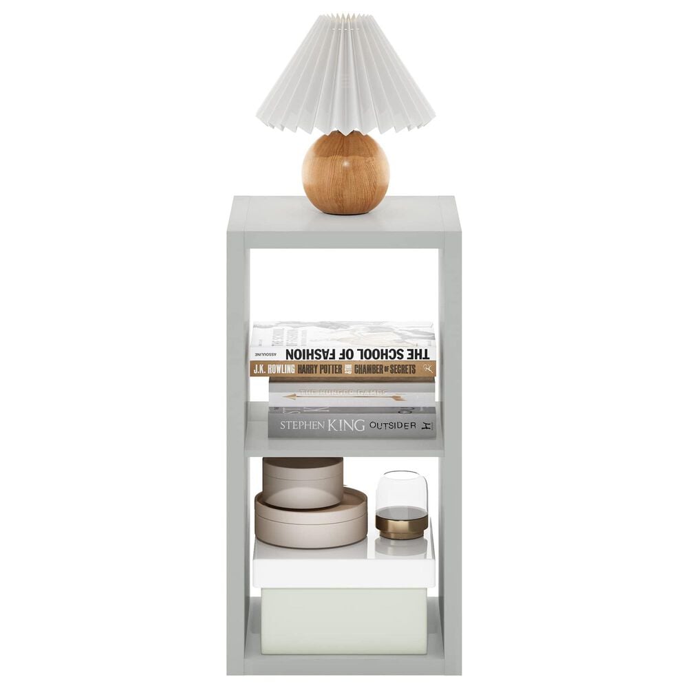 HOMLUX 2-Cube Reversible Open Back Bookshelf in Light Grey, , large